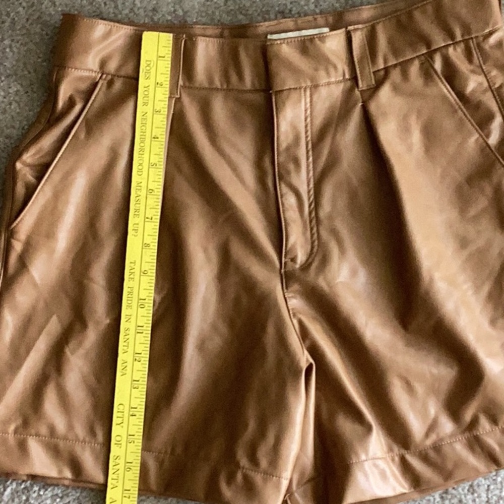 Abercrombie & Fitch High Waist Brown Vegan Leather Shorts, Size L - Picture 5 of 6
